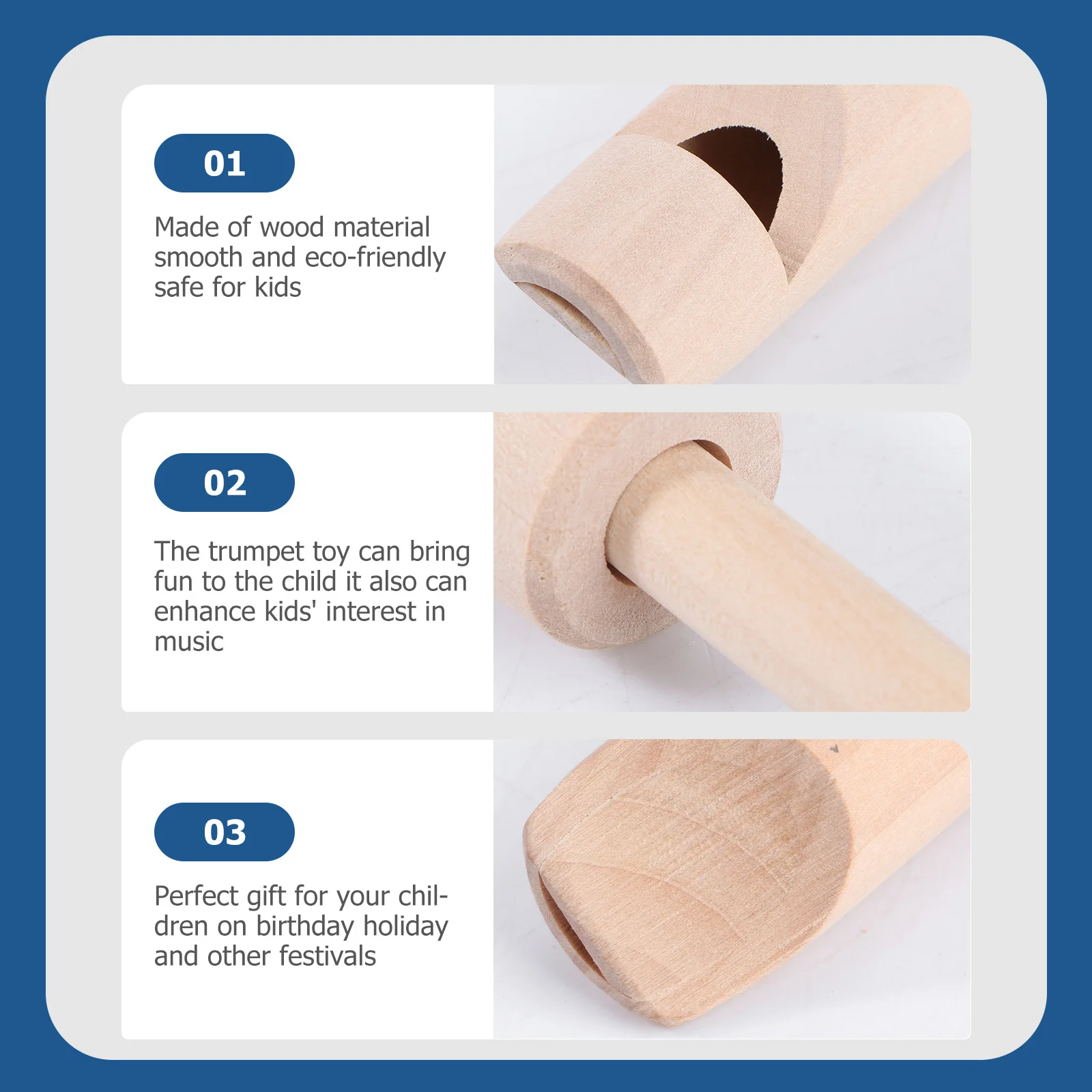 

3Pcs Children's Wooden Whistle with Sound Change Function Smooth Wood Material Safe Blow Instrument for Music Exploration