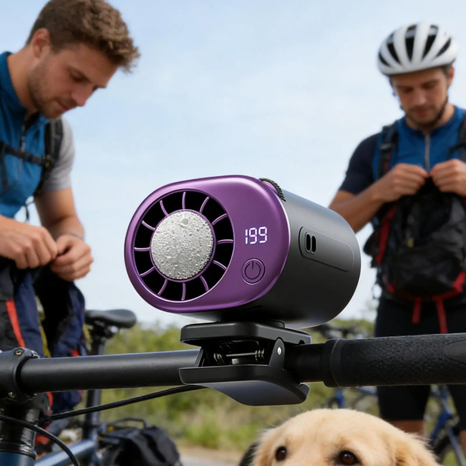 Personal Portable Car Clip-On Air Conditioner Fan With 360 Rotation 199 Speeds Adjustable USB Rechargeable LED Display