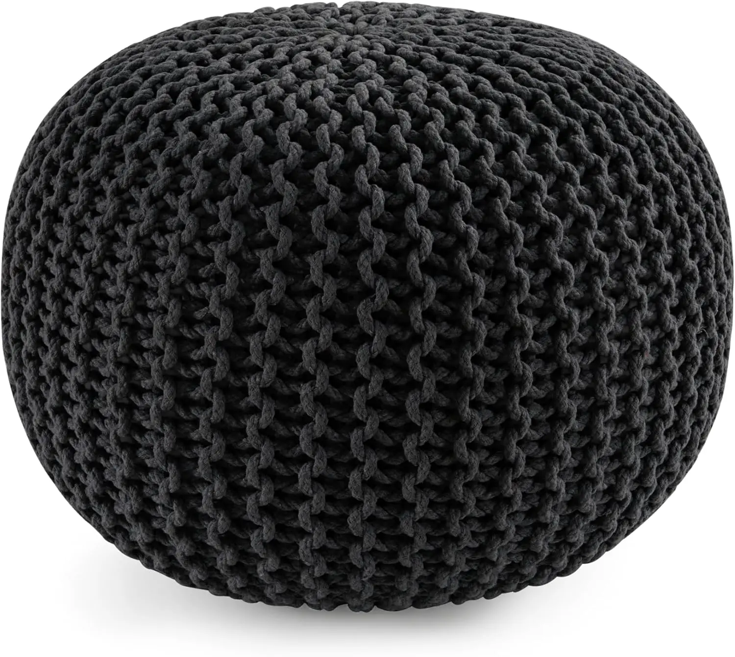 

Pouf Ottoman Foot Stool Round Poof - Floor Ottoman - 100% Cotton Braid Cord - Perfect for Bedroom and Living Room-20 D x 14 H