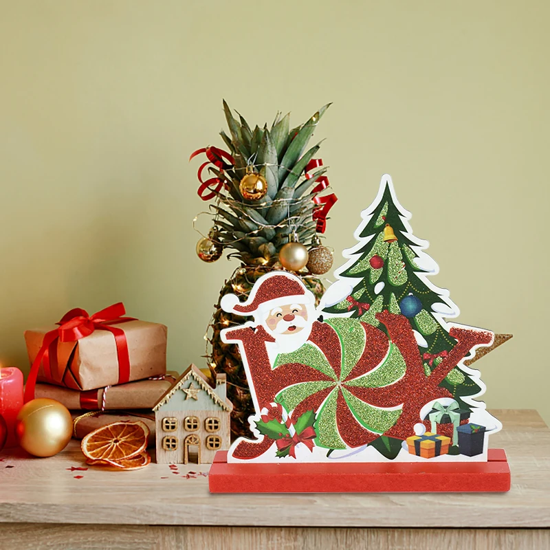 1Pc Kerst Decoratie Houten Tafelblad Staande Ornamenten Welkom Xmas Houten Ambachtelijke Kerst Decoratie Voor Thuis