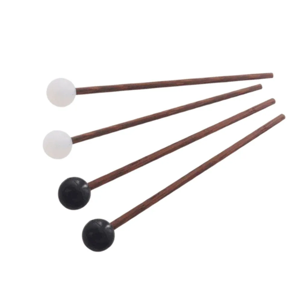 ​4Pcs Wood Handle​ Tongue Drum Mallet​ ​17cm/6.7in Length​ Black and white ​Rubber Drumstick​ ​Drum Practice Mallets
