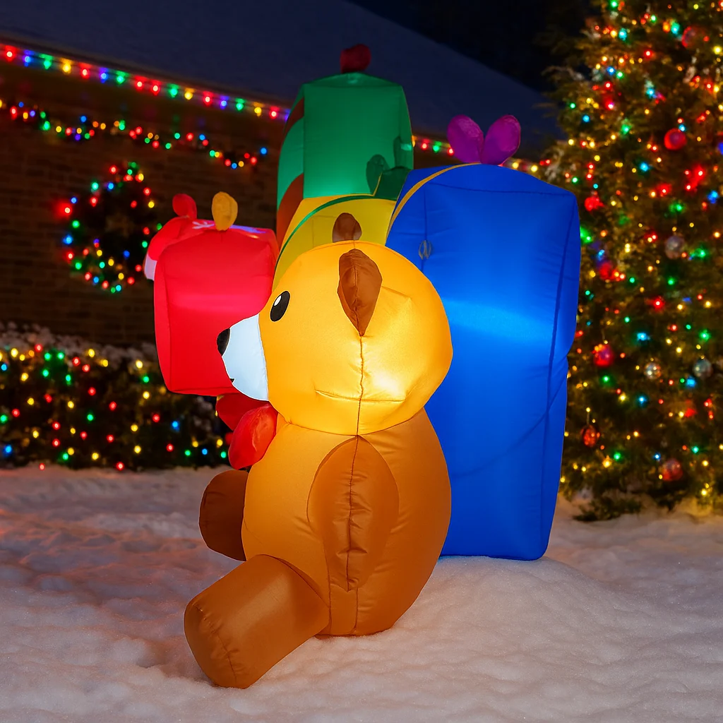 9.8FT عيد الميلاد في الهواء الطلق لعبة حفلة زينة عيد الميلاد نفخ سانتا كلوز علب الهدايا اللعب ساحة المنزل الحلي LED ديكور