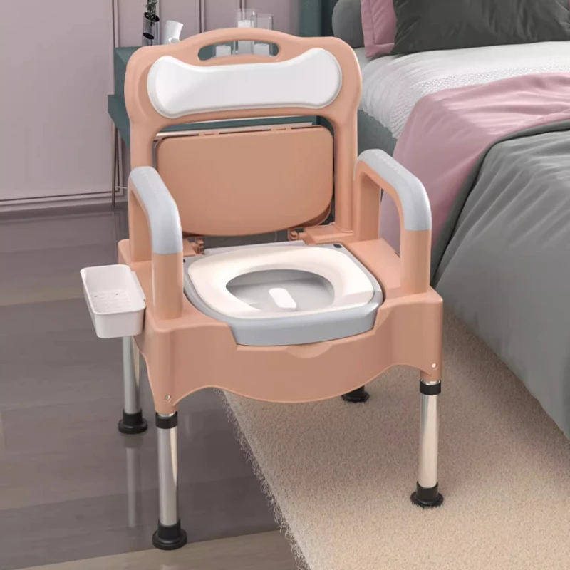 Commode Chair Adjustable Height Portable Toilet Seat Anti Slip Heavy Duty Frame Bathroom Aid for Elderly Pregnant