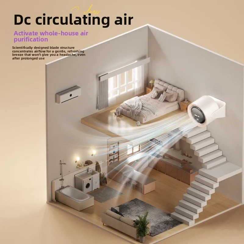 New circulating fan household usb charging digital display desktop turbo small fan wall mounted desktop small electric fan