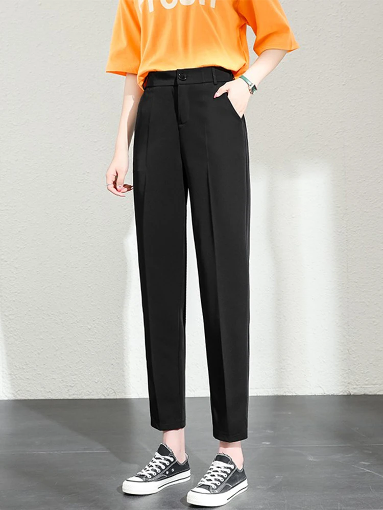 Women's Pear Shape Pants Drapey Suit Pants No Hip Emphasis Spring Autumn Casual Wide Leg Trousers Japanese Sweet Style