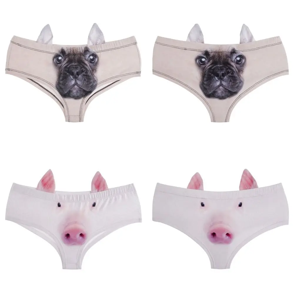 Dámské spodní prádlo s 3D potiskem zvířat, pohodlné, prodyšné, zavinovací, na zadek - náhled 4