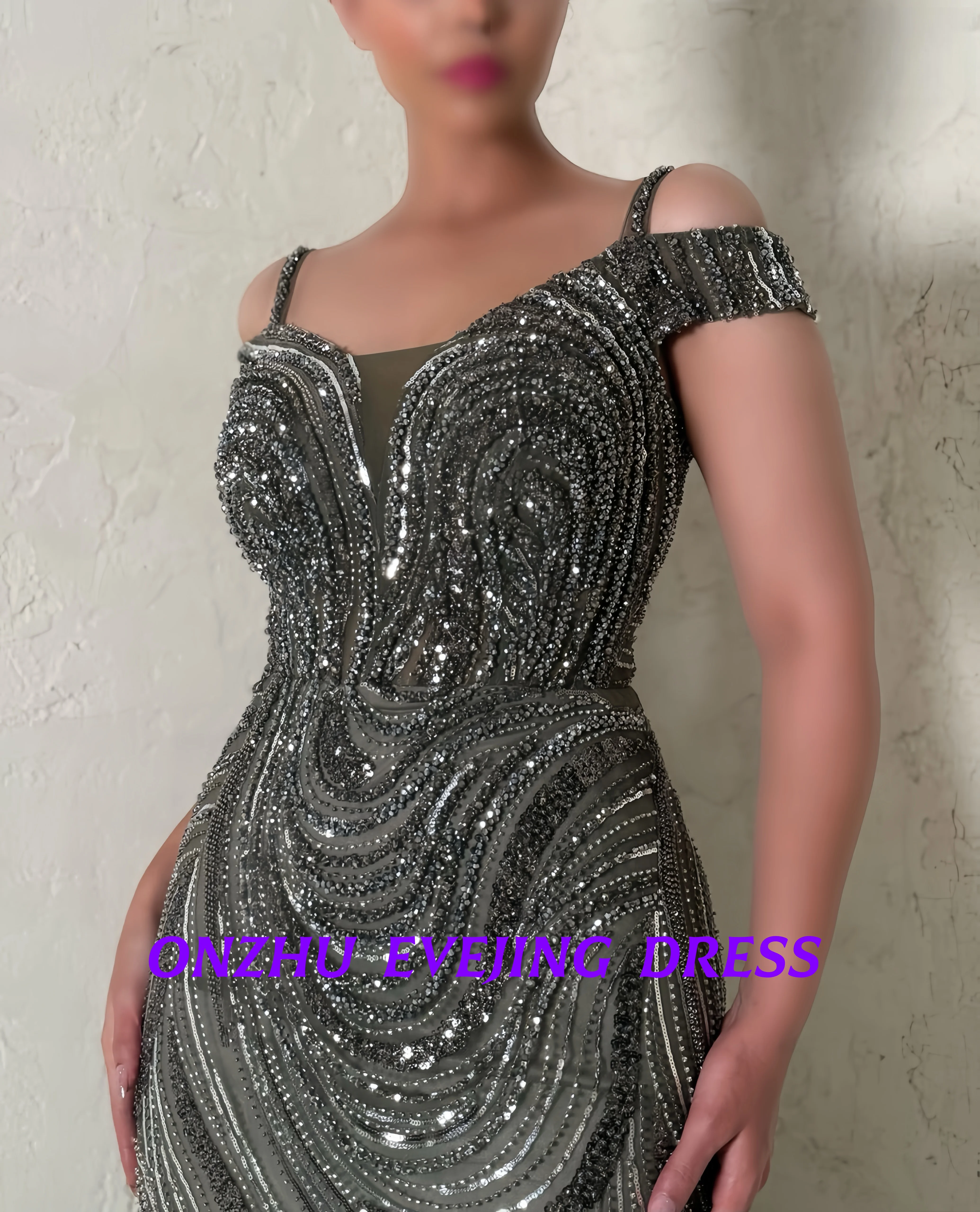 فساتين سهرة نسائية مخصصة بياقة حلوة بدون أكمام على شكل حورية البحر للمناسبات الخاصة