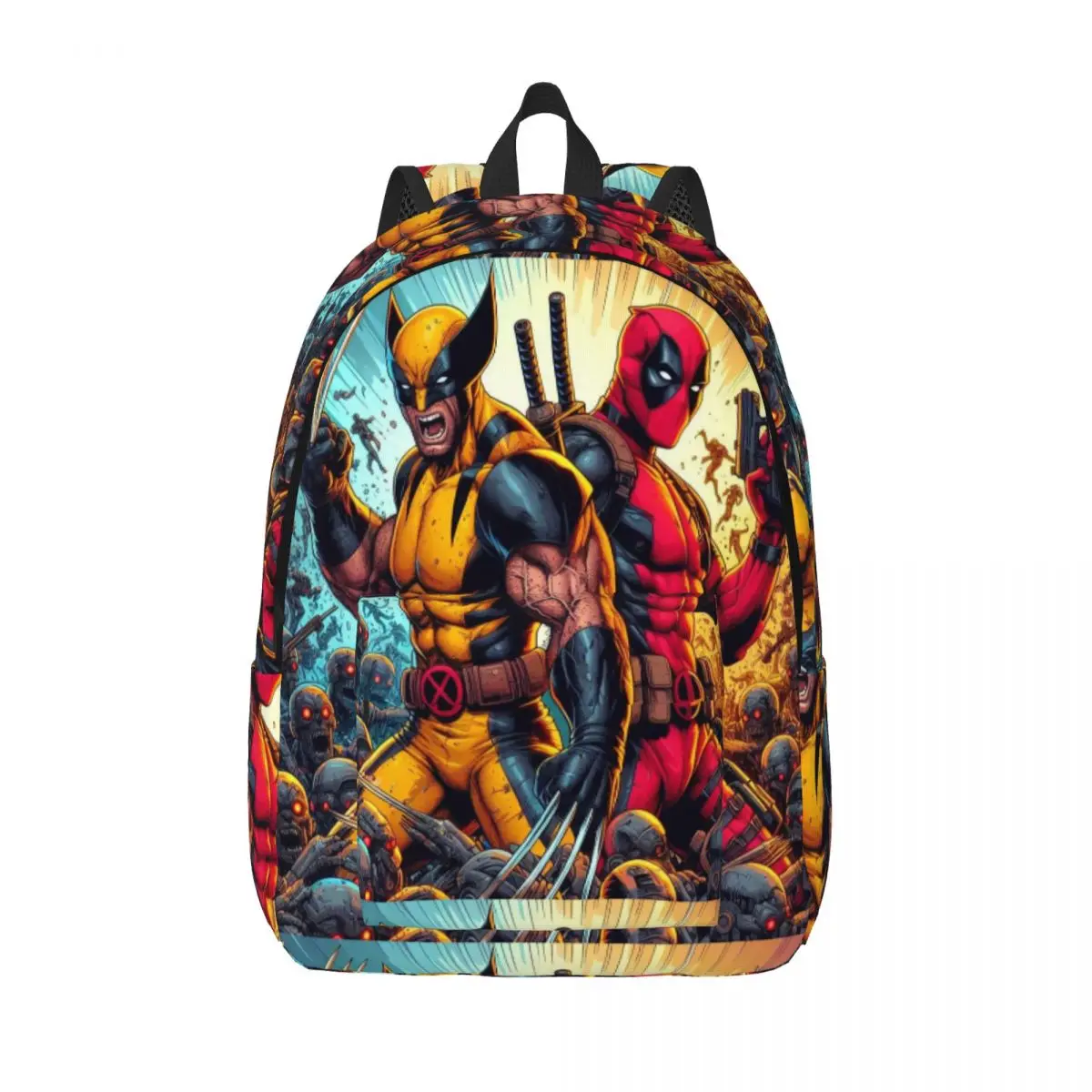 Custom Deadpool And Wolverine Walpaper Canvas Backpack for Men Women Water Resistant College School Bag Printing Bookbags