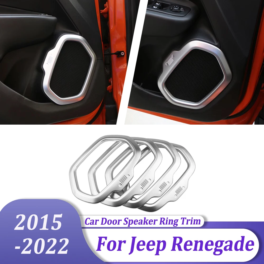 Car Styling Accessories Matte Door Speaker Audio Ring Trims Cover For Jeep Renegade 2015 2016 2017 2018 2019 2020 2021 2022