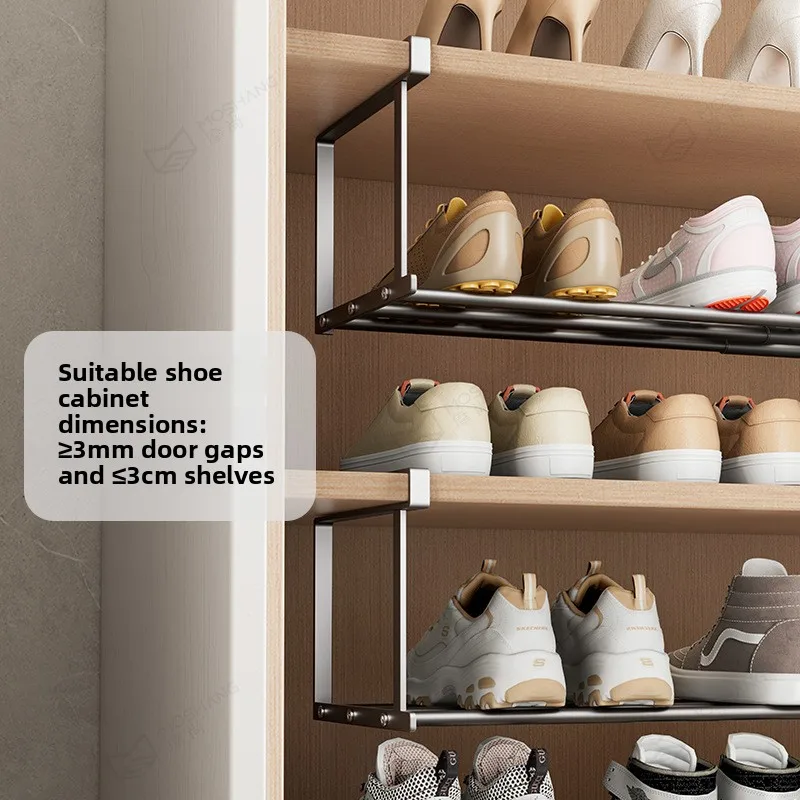 Expandable Shoe Cabinet Shelf Cm Single-Tier Full Aluminum Tube Organizer Shoes Slippers Adjustable Assembly Insert Rack Compact