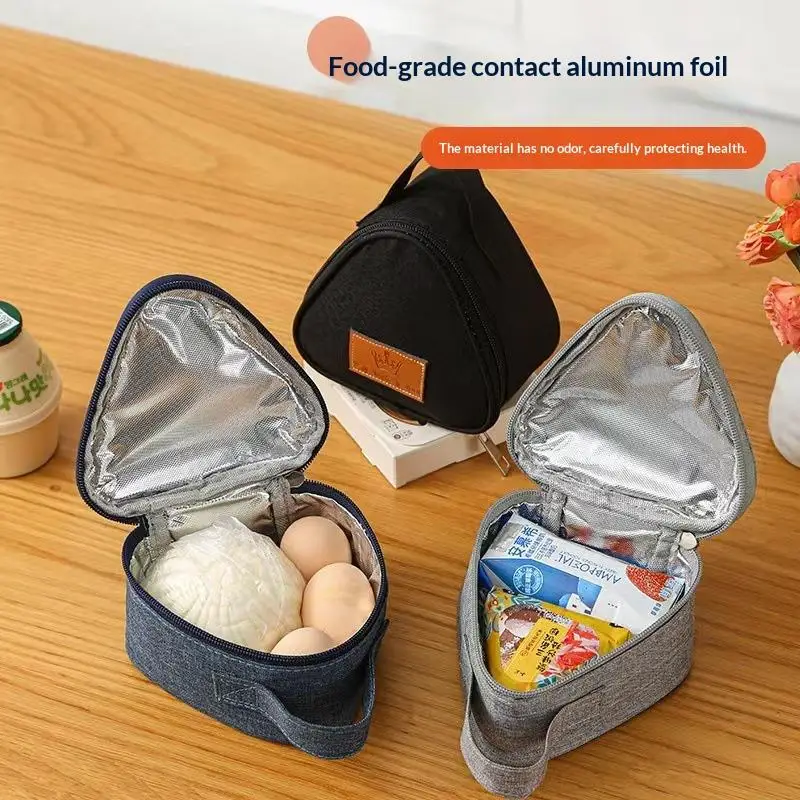 Bolsa térmica triangular portátil para sándwiches de leche y huevos, para mantener los alimentos calientes o fríos, ideal para arroz y rollos de verduras (1 unidad)