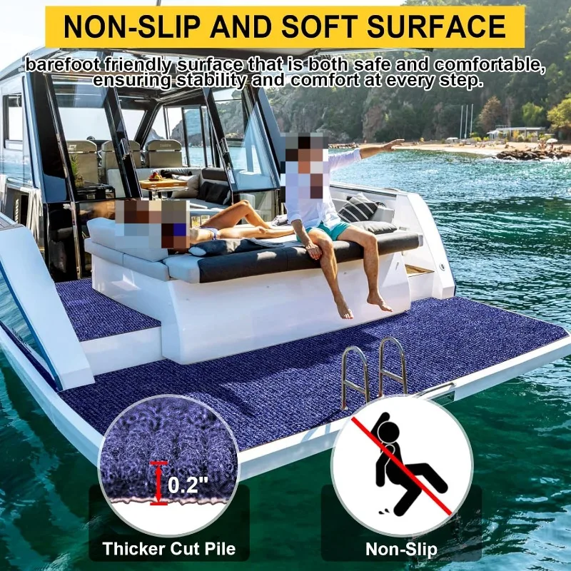 Marine Carpet,6 FT x 14 FT  Indoor Outdoor Carpet 0.2" Thick Boat Carpet with Water-Proof TPE Backing, Non-Slide Outdoor