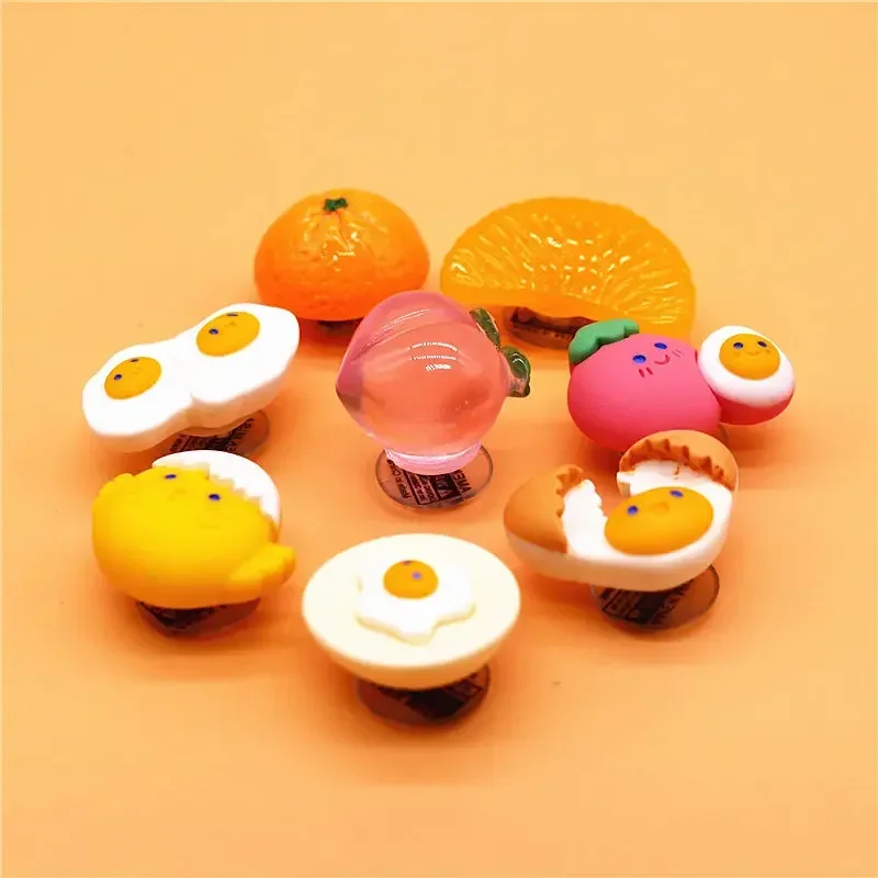 1pcs Lovely Fried Eggs Shoe Buckle Accessories Cute 3D Orange Peach Resin Shoes Charms Clogs Pins Clips Decor Unisex Cool Gifts