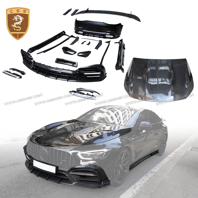 CSSCAR Real Carbon Fiber Benz GT63 Body Kit Upgrade Topcar Style Glossy Black Dry Carbon Hood Bumpers Spoiler Car Accessories