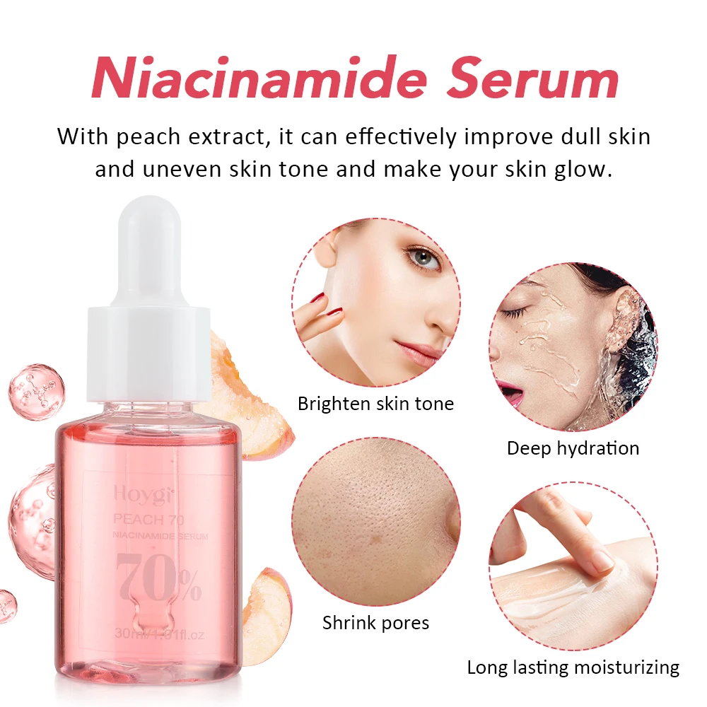 30ml Serum niacynamidowe Usuwanie melaniny Zanikają Melasma Korektor ciemnych plam Zmniejsz pory Kwas hialuronowy Nawilżająca pielęgnacja skóry