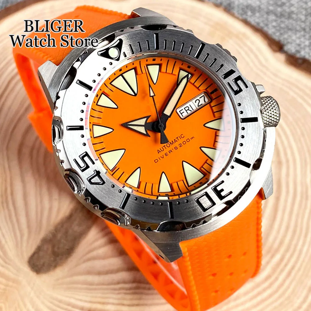 Tandorio Bule Dial Monster Horloge 200M Waterdicht 42mm NH35 Automatisch Horloge Heren 120 Klik Bezel Saffierglas Rubberen Band