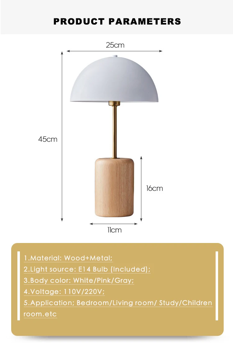 Nordic Table Lamp Korea Japen Desk Lights Modern Wrought Iron Wood Decorative Lamp Bedroom Beside Children Room Night Lamp E27