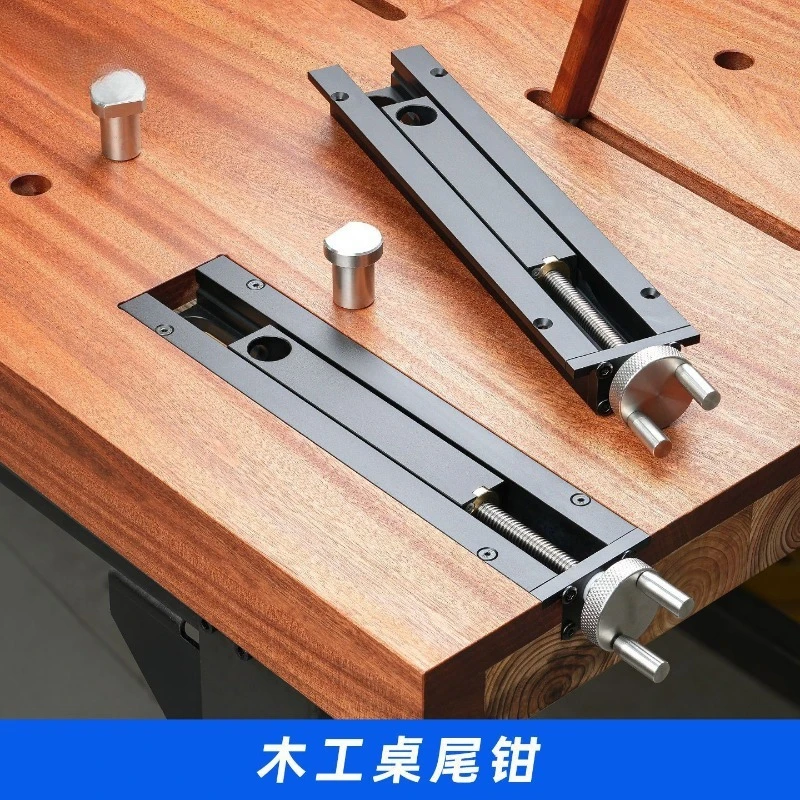 Quick Slide Bench Vice Assembly For Woodworking Table, Handwheel Equipped Hold-down Clamp For DIY Craft Fixing