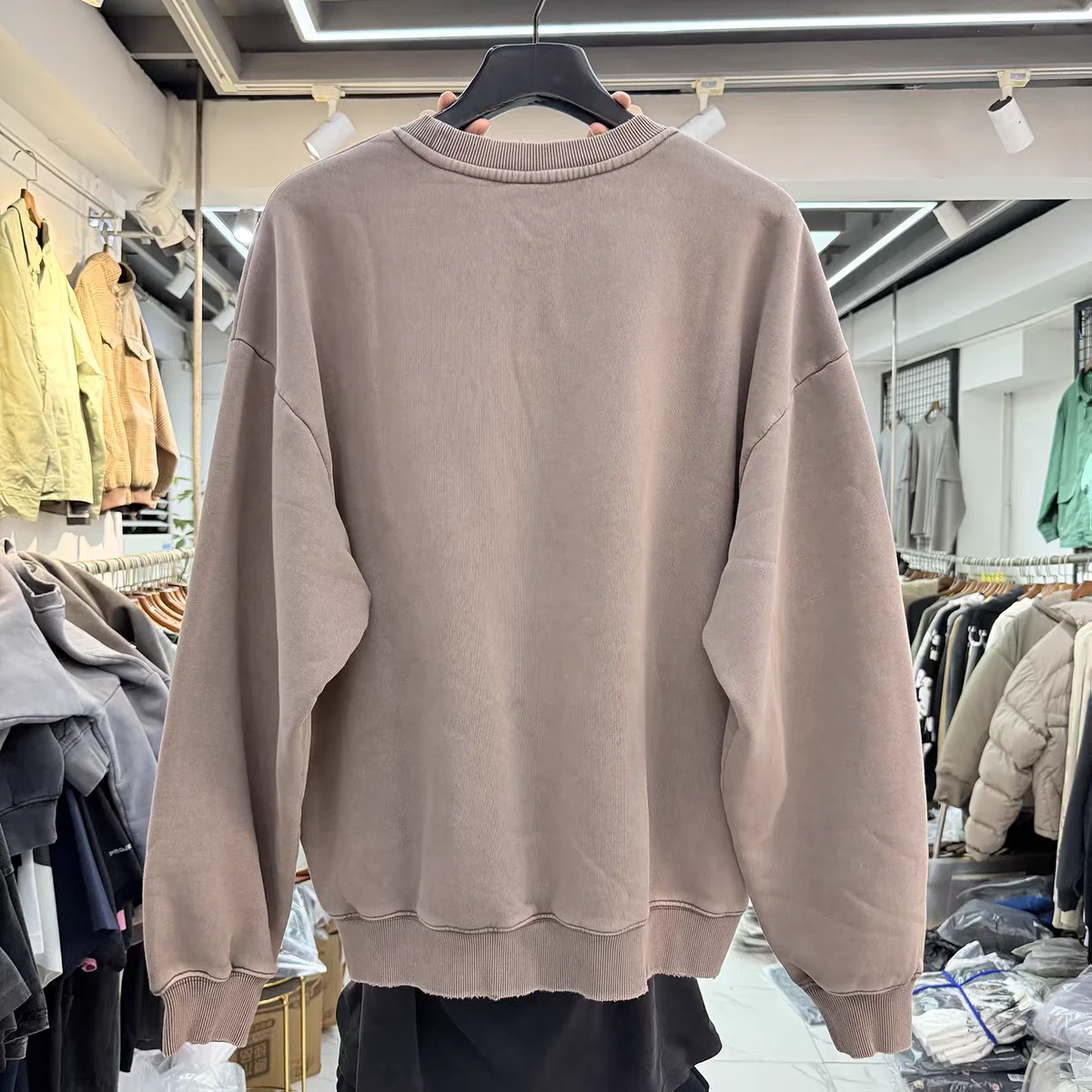 لطيفة غسلها التطريز الصلبة Crewneck الرجال النساء المتضخم النسيج الثقيل للجنسين بلوزات