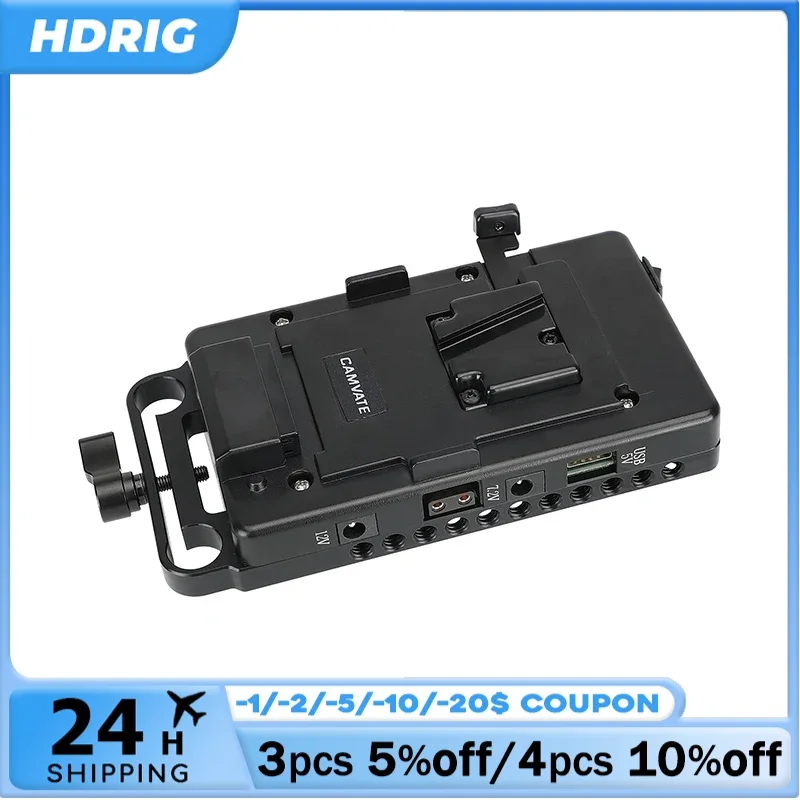 

HDRIG Quick Release V Lock Power Splitter Battery Mount With Backboard Plate 15mm Rail Block Rod Clamp for DSLR Camera Accesso