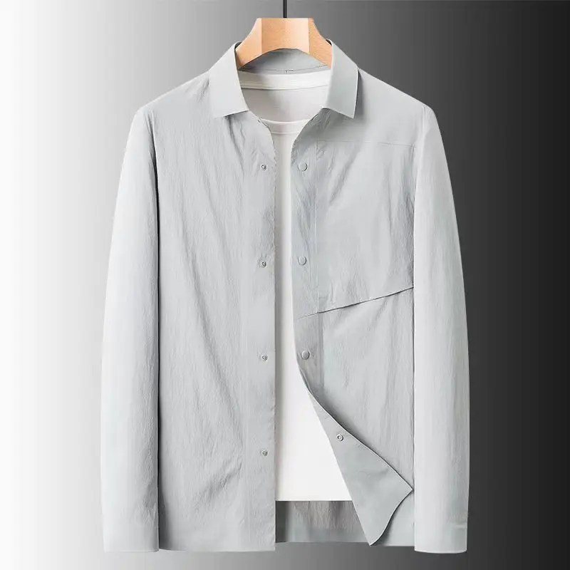 

Новый усовершенствованный легкий летний мужской длинный све с откидным воротником, однослойный солнцезащитный тюнер, свободный крой, молодежная мода