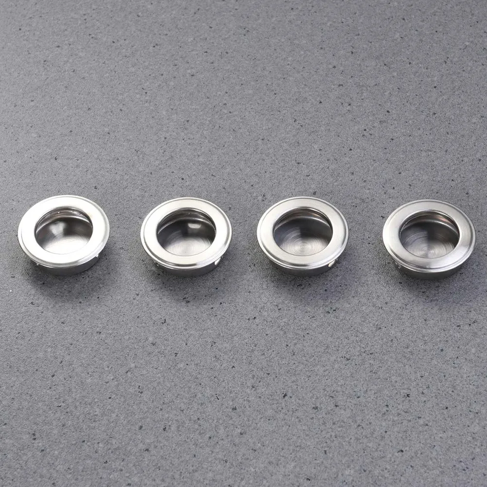 12Pcs Stainless Steel Recessed Flush Pull Handles 35Mm Mount Hole Diameter Cabinet Drawer Sliding Door Round Shape Replacement
