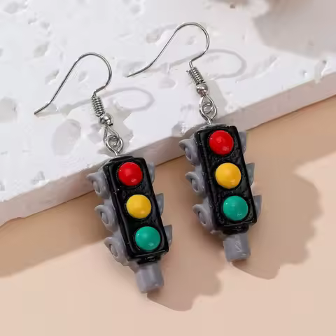 Funny Traffic Lights Drop Earrings Creative Traffic Signs Resin Accessories Handmade Jewelry Earrings Gift for Traffic Police