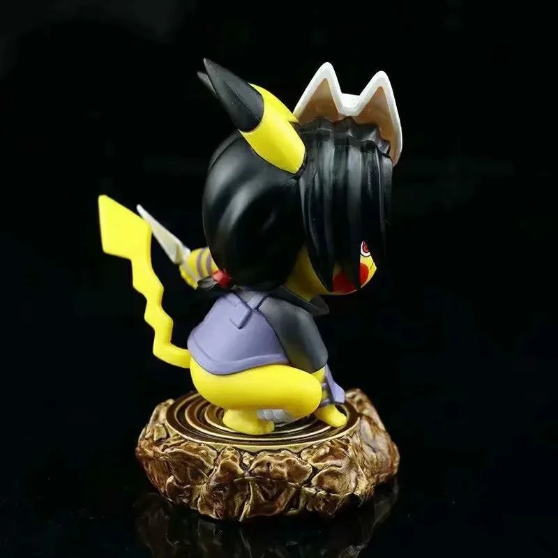 10cm Anime Character Pikachu Cosplay Uchiha Sasuke Action Figure PVC Statue Collection Decoration Model Toy Gift Ornaments