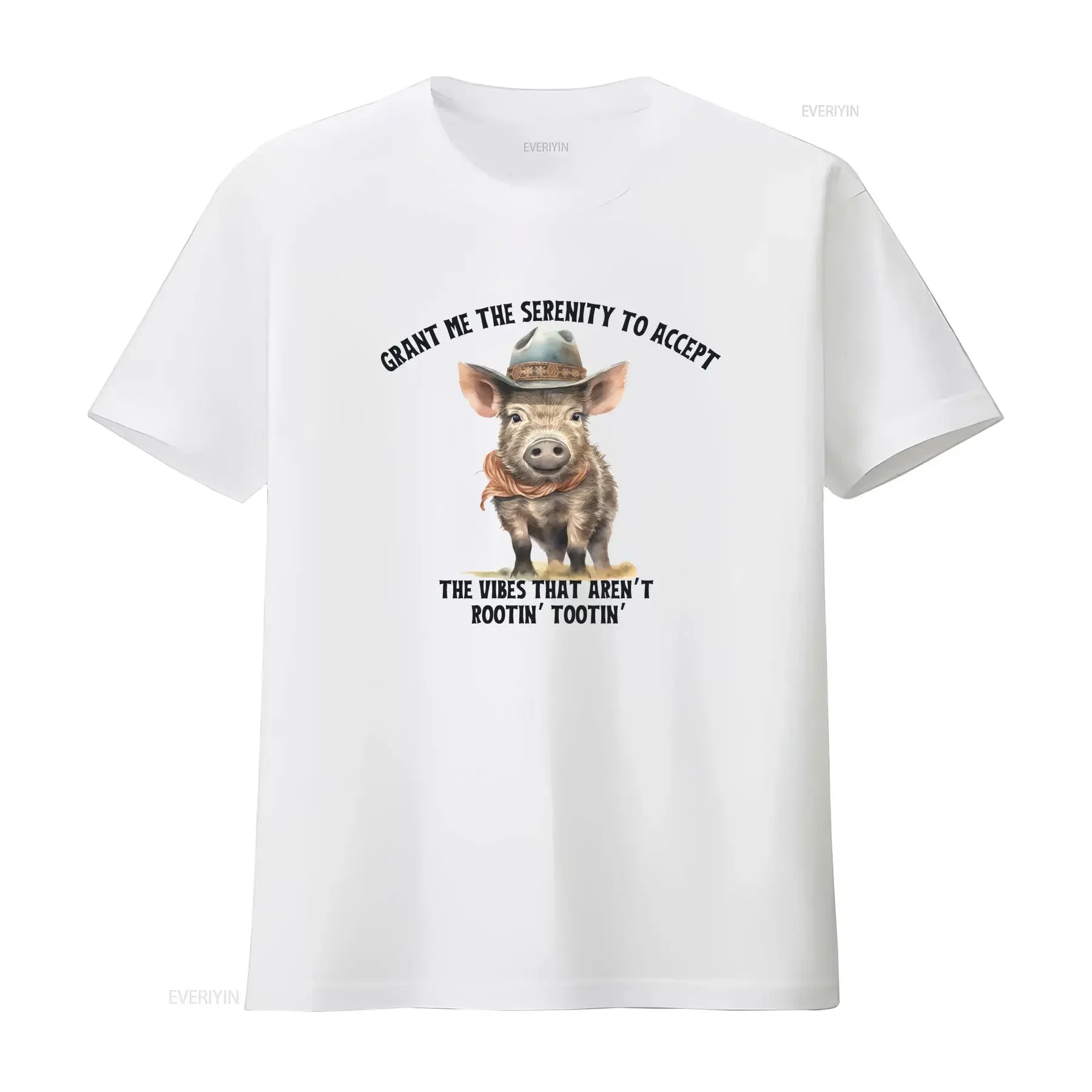 Serenity Pig T Shirt Grant Me The To Accept Vibes That Aren't Rootin Tootin Western theme funny top cowboy vintage Washed