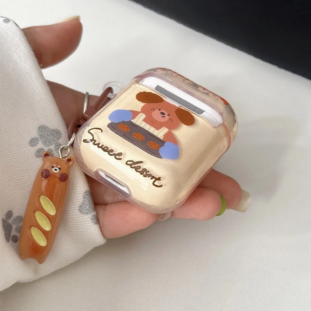 Korea Cartoon Cute Bear Brown Clear Gloss Soft Headphone Coque Case For Apple AirPods 2 3 4 New Protective Shell For AirPods Pro