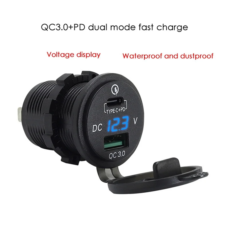 

B63B-3X Автомобильное зарядное устройство USB 18 Вт Quick Charge 3.0 48 Вт Type-C PD Адаптер розетки для быстрой зарядки для автомобиля, лодки, автофургона, мотоцикла
