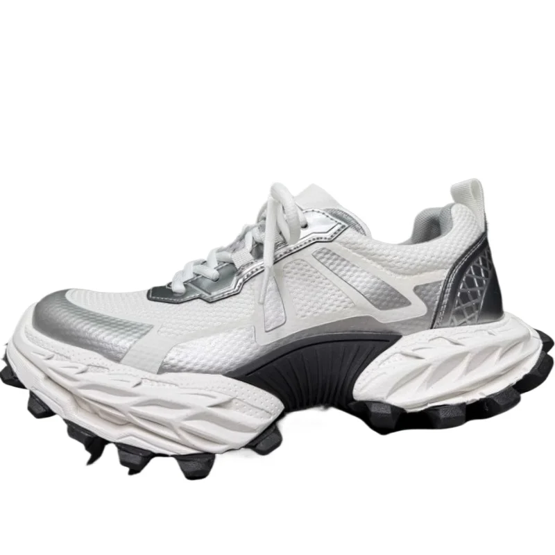 

Europe/American Trendy Brand Daddy Shoes for Men's Genuine Leather Fabric Thick Platform Height Increasing Fashiona Sports Shoes