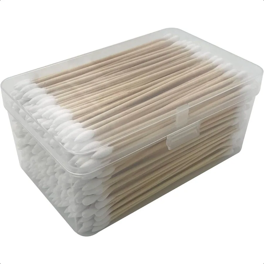 Tamponi per pulizia pistola in scatola di immagazzinaggio Tamponi di cotone lunghi 6 pollici Manico in bambù Applicatori con punta in cotone altamente assorbente per pistola Cle