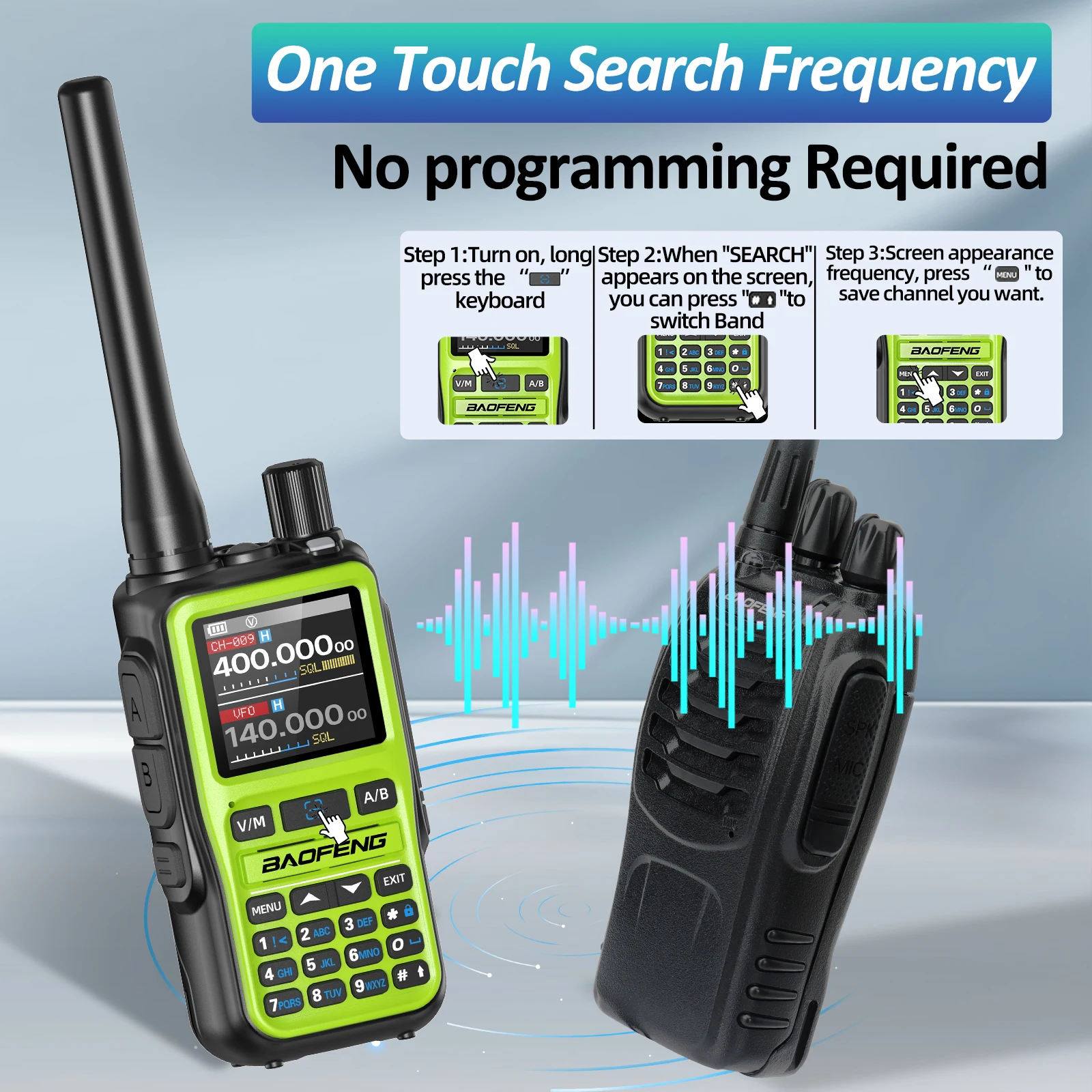 BAOFENG UV-5R جهاز اتصال لاسلكي صغير رباط هوائي بلوتوث برمجة نسخة لاسلكية تردد 999CH كامل النطاق طويل المدى راديو اتجاهين