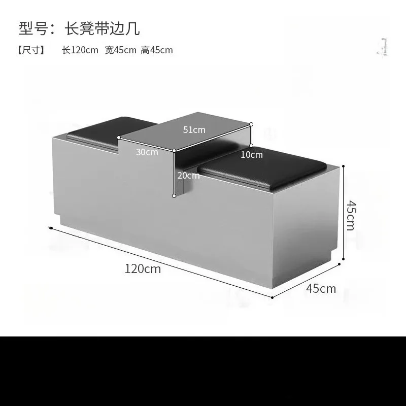 Internet celebrity industrial style milk tea shop cafe wall booth gym lounge area table and chair stainless steel bench