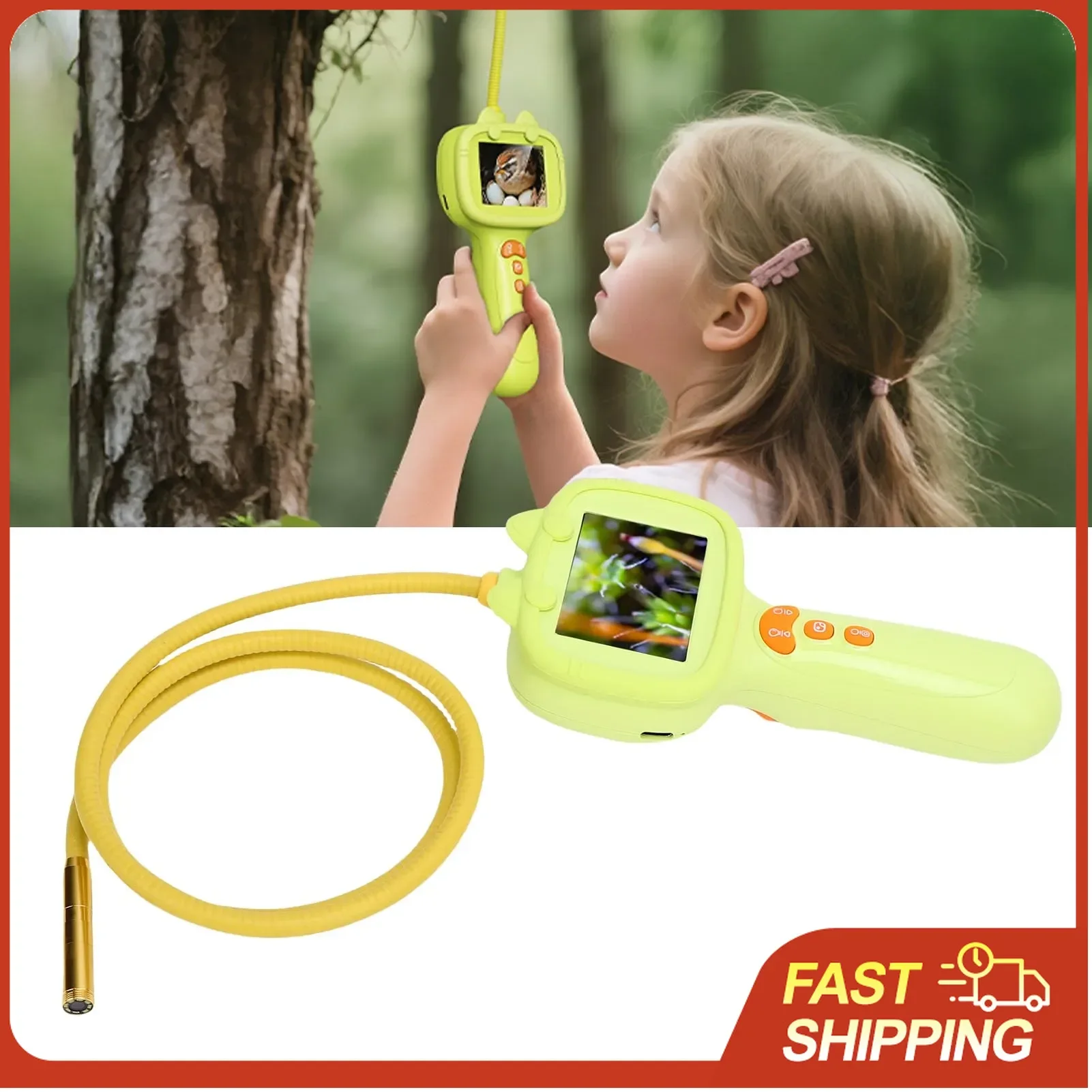 

Детская бороскопическая камера 2 МП 1080P с 2,4-дюймовым IPS-экраном, водонепроницаемая (IP67), перезаряжаемая, с подсветкой