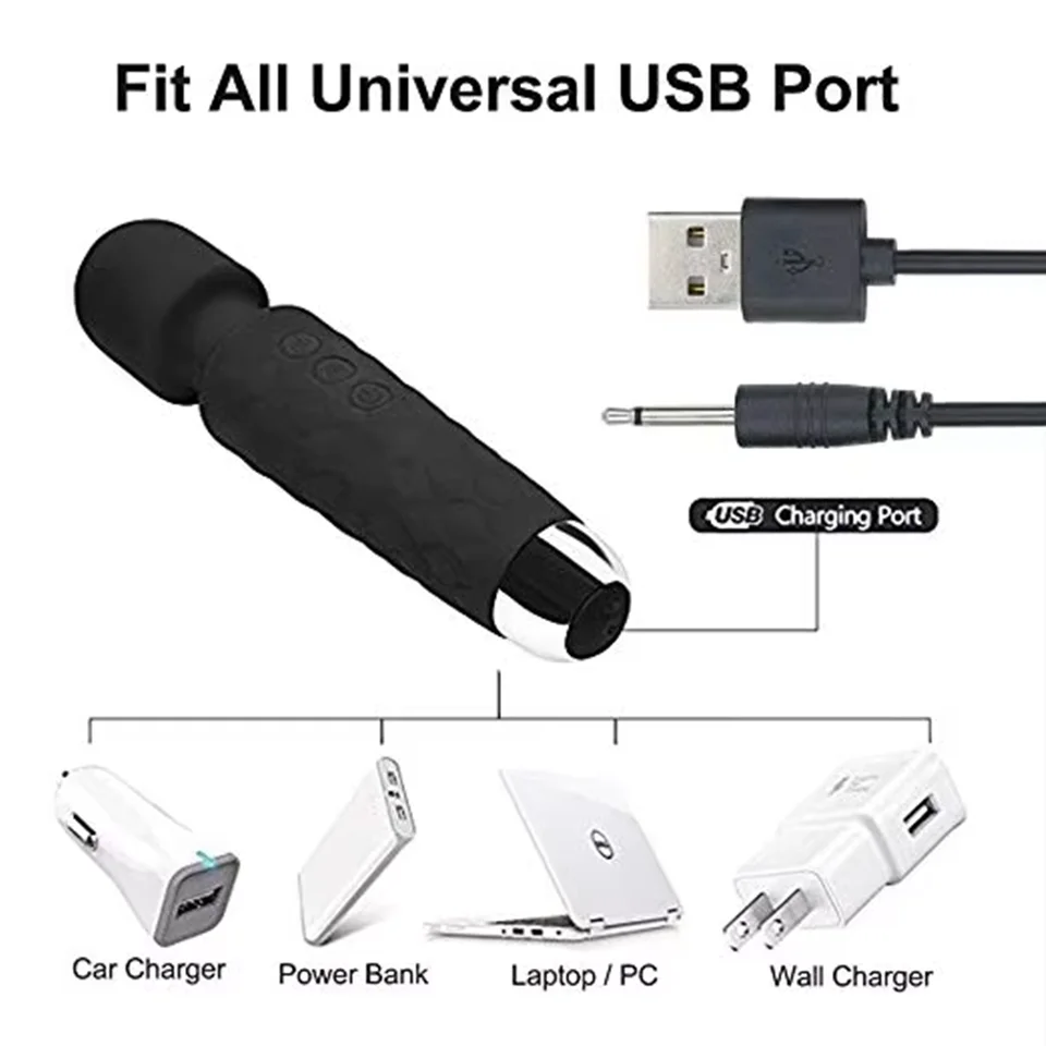 2PCS /LOT USB to AUDIO DC 2.5mm Charging Cable, Vibrator Charger Cord for  Rechargeable Wand Massager(Black) - AliExpress 44