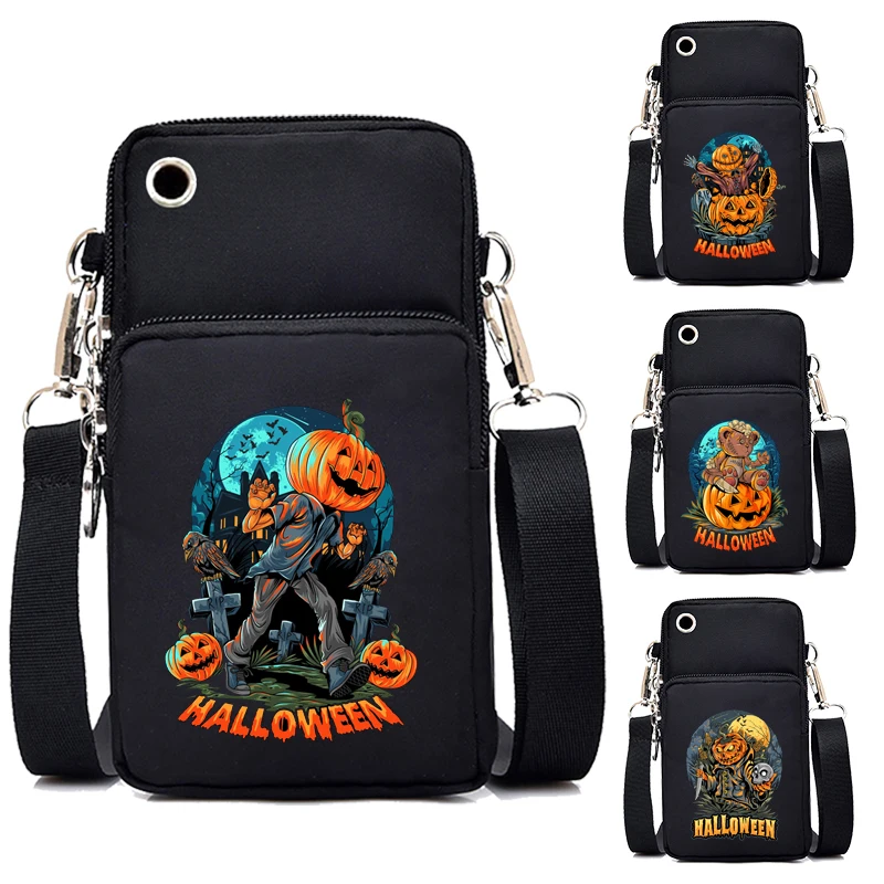 Harajuku Halloween Tote Bag Women Punk Pumpkin Purse Handbags Horror Movies Halloween CrossBody Mobile Phone Bag for Women