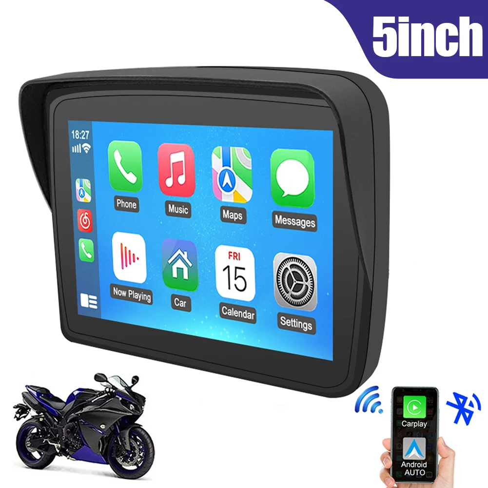 

5Inch Motorcycle Portable GPS Navigation Built-in Carplay/Android Auto Display Wireless GPS Screen Waterproof IPX7