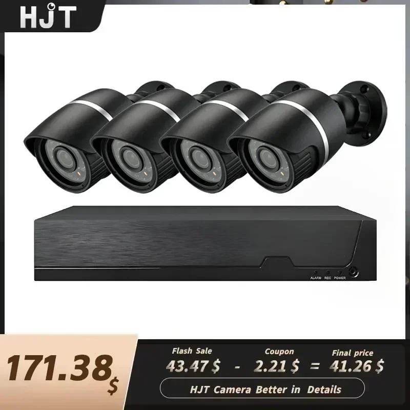 HJT 8CH 5MP 8MP Human/Car Detection Security 4K IP камер System POE NVR Kit one-Way Audio Outdoor Video Surveillance камер Set C