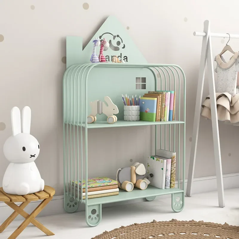 Children’s Cartoon Bookshelf, Creative FloorToCeiling Pattern Shelf, Living Room Storage Rack, Integrated Book Organizer