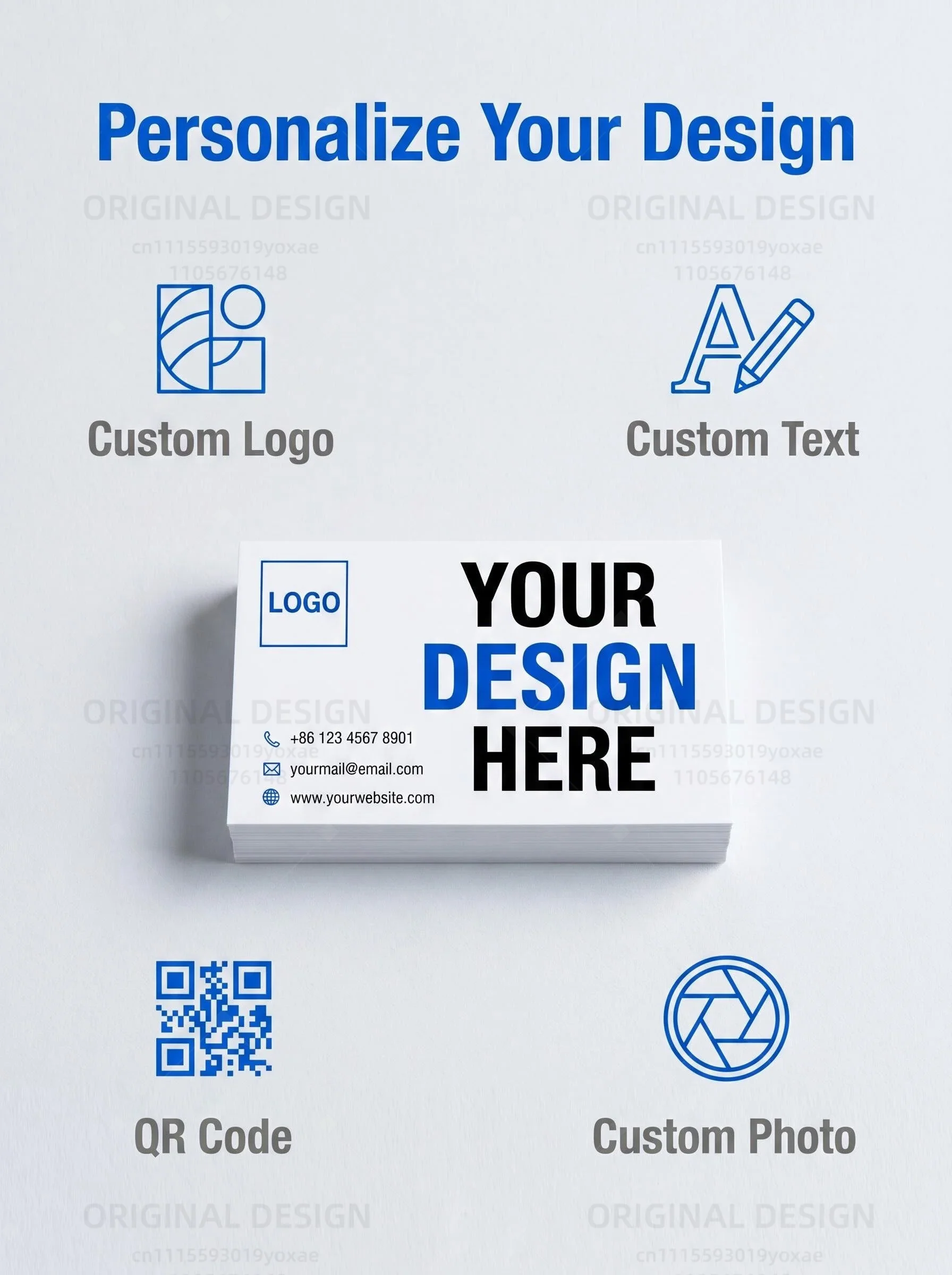 Custom Business Cards 50-1000PCS Personalized Full Color Double Sided Printing 300GSM Matte Paper Custom Name Cards for Business