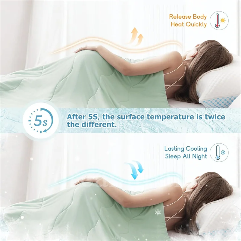 High Quality Cooling Comforter, Cold Touch Fabric Absorbs Body Heat, Soft Air Condition Blanket, Smooth Lightweight Summer Quilt