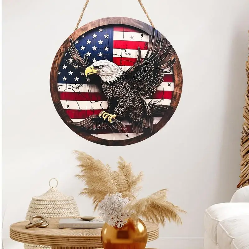 4th ของป้ายต้อนรับความรักชาติแบบ jully ป้ายประตูแบบแขวนสำหรับประตูหน้าประตูระเบียงผนัง