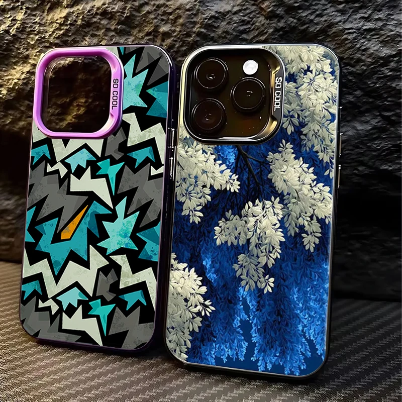 

Graffiti Pine Tree Lightning Phone Case For IPhone 17 16 15 14 13 12 11 Pro Max Xs Xr 7 8 Plus SE Laser Silver Shockproof Cover