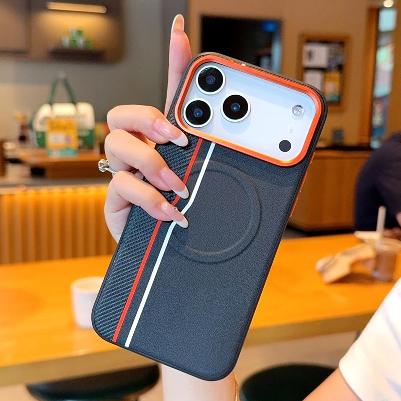 

Чехол ELVEV для iPhone17 Pro Max, 17 Pro, магнитный роскошный цветной чехол из искусственной кожи, ультратонкий противоударный чехол для телефона для iPhone Air