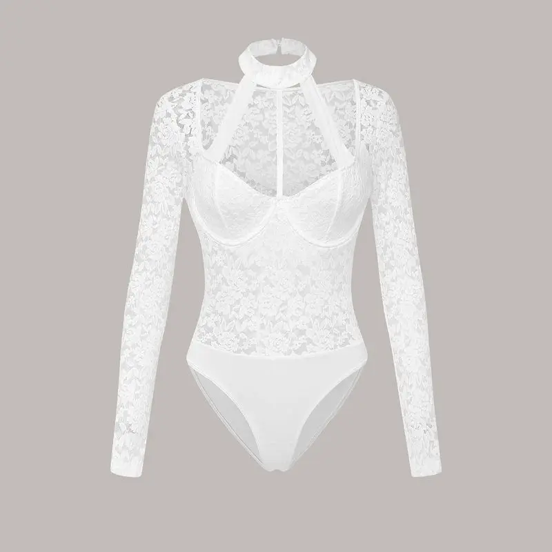 

Sexy Lace ter Ne Piece Swimsuit Transparent Hollow out Versatile Pure Desire Women's High Waist ort Pan Suit