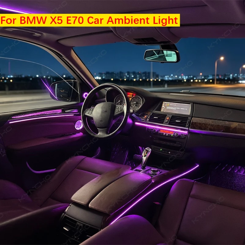 KYNCHO LED Car Ambient Light Kit for BMW X5 E70 64 Colors RGB Bluetooth App Control Symphony Auto Interior Lighting