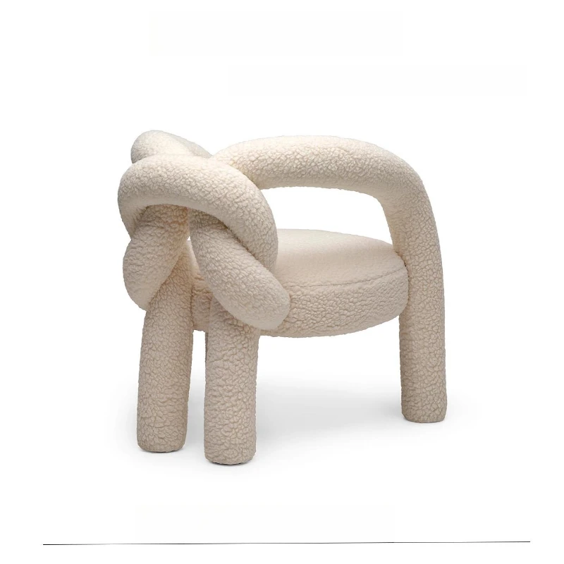 

Bedroom dressing chair with single living room reception Italian high-end creative lamb wool sofa chair
