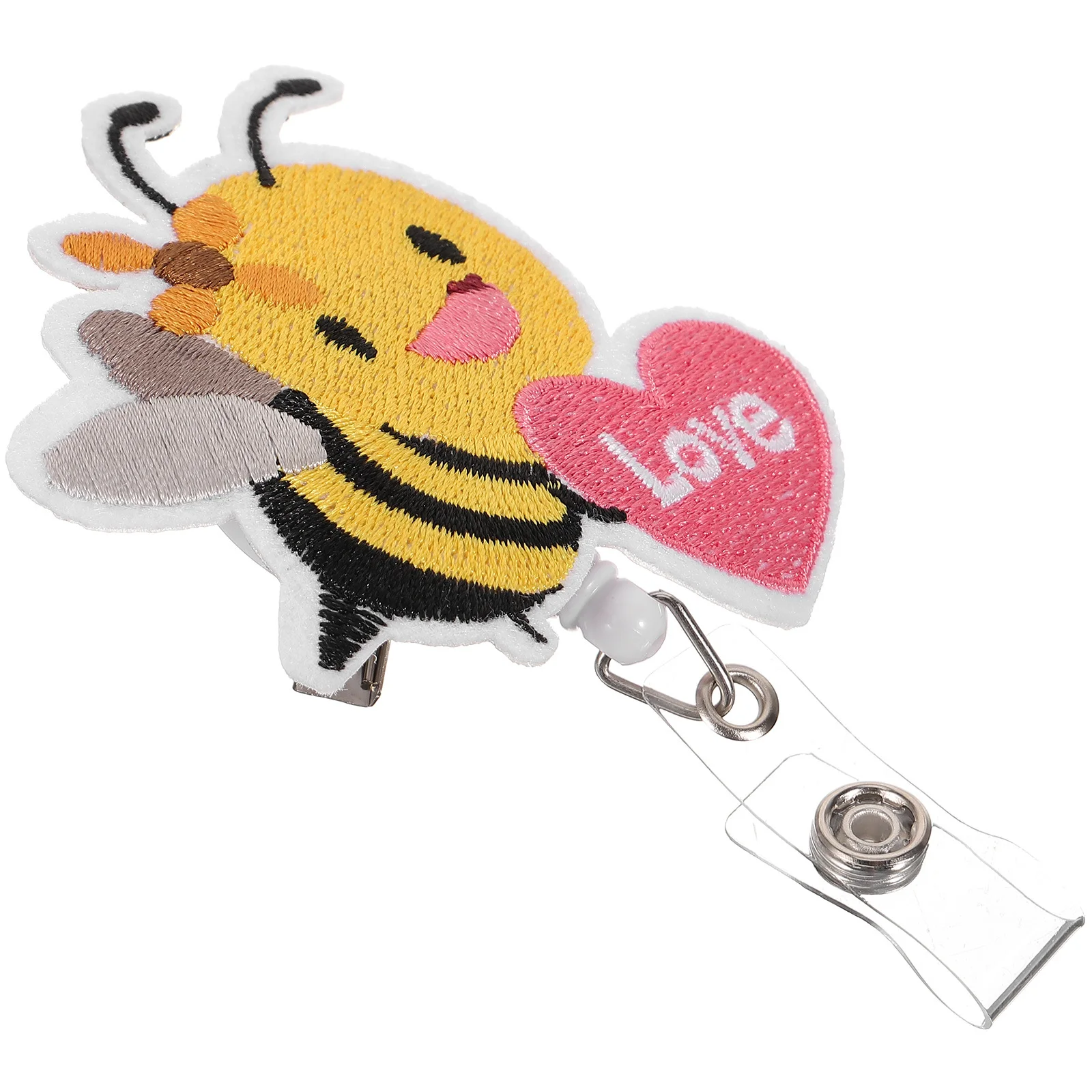 

Felt Bee Badge Holder Cute Id Badge Clip Portable Rotating Buckle For Nurses Office Workers Name Tag Holder Card
